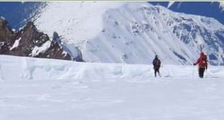 Winter mountain hiking